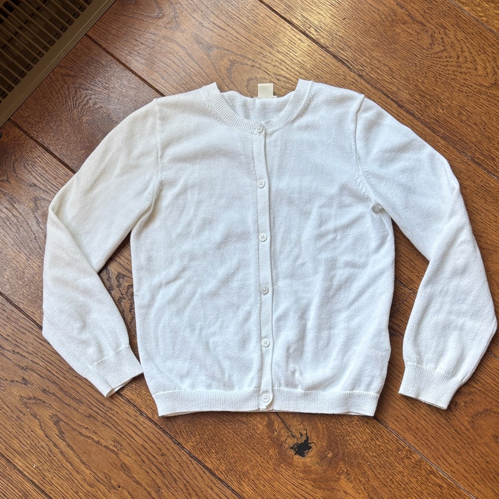 Crewcuts Girls White button down Cardigan